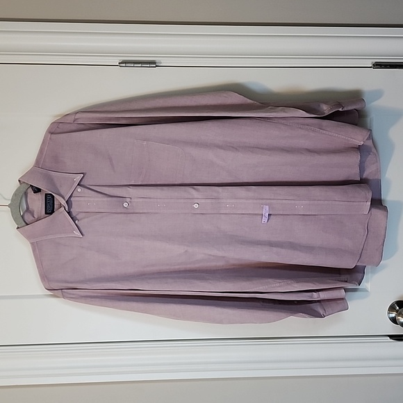 Tall 17-37 Lands' End Pinpoint Oxford Long Sleeve Button Down shirt washed red - Picture 1 of 5